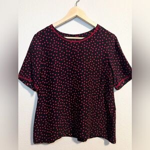 Classiques Silk Red Polka For Button Back Blouse Size S